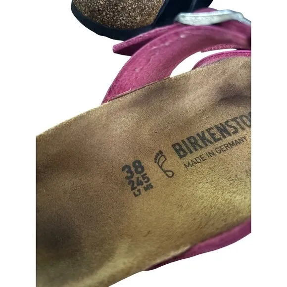 Birkenstock Mayari Pink Metallic Women 38 7 Cross-Strap Sandals Buckles