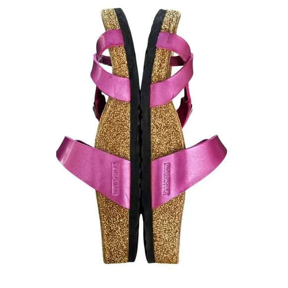 Birkenstock Mayari Pink Metallic Women 38 7 Cross-Strap Sandals Buckles
