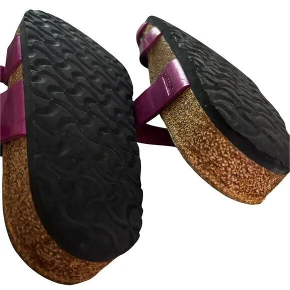 Birkenstock Mayari Pink Metallic Women 38 7 Cross-Strap Sandals Buckles