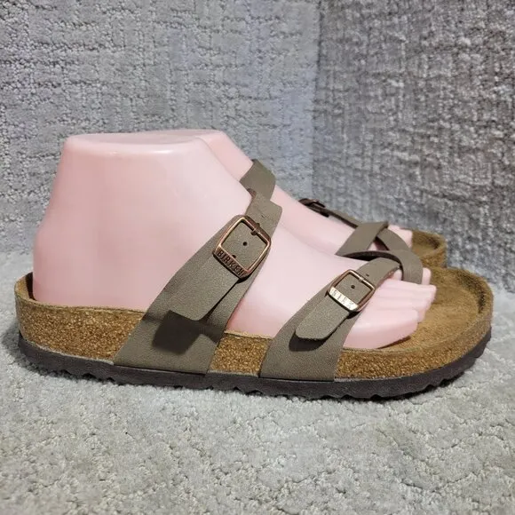 Birkenstock Mayari Unisex Size 39 L8 M6 R Brown Birko-Flor Strap Slide Sandals