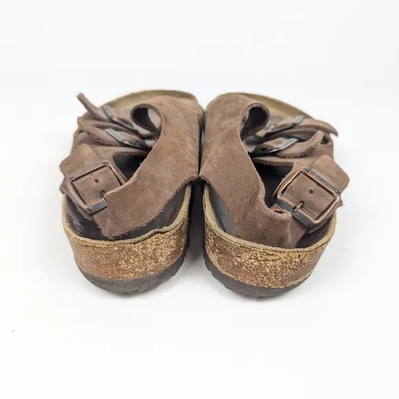 Birkenstock Milano Brown Oiled Leather Strap Sandals Size 41