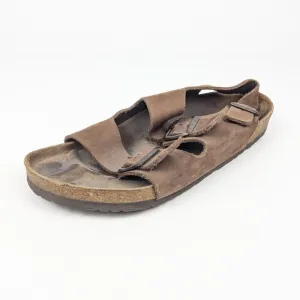 Birkenstock Milano Brown Oiled Leather Strap Sandals Size 41
