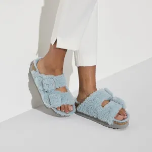 Birkenstock Papillio Arizona Sandals Blue Faded Aqua Shearling Size 42 US 11 NWT