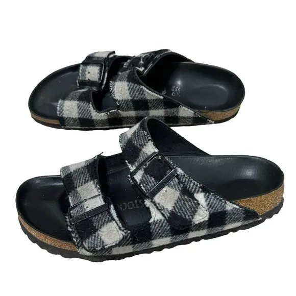 Birkenstock RARE Arizona Textile Slip On Plaid Sandals Size (39) US 8-8.5