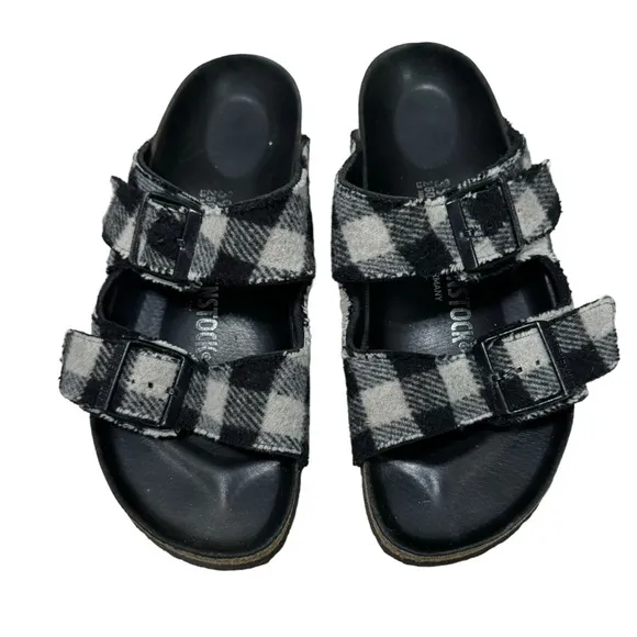 Birkenstock RARE Arizona Textile Slip On Plaid Sandals Size (39) US 8-8.5