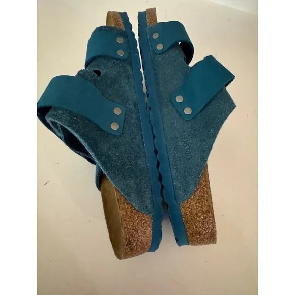 Birkenstock Uji Double Strap Slide Leather Sandals Blue EU 37 Womens US 6 Men 4
