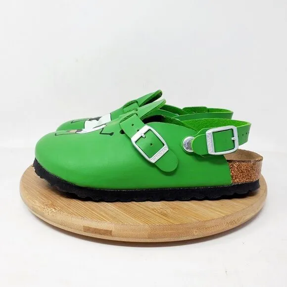 Birkenstock Kay Sandals Kids 31 Birkis Green Cow Mule Heel Strap Buckle Shoes