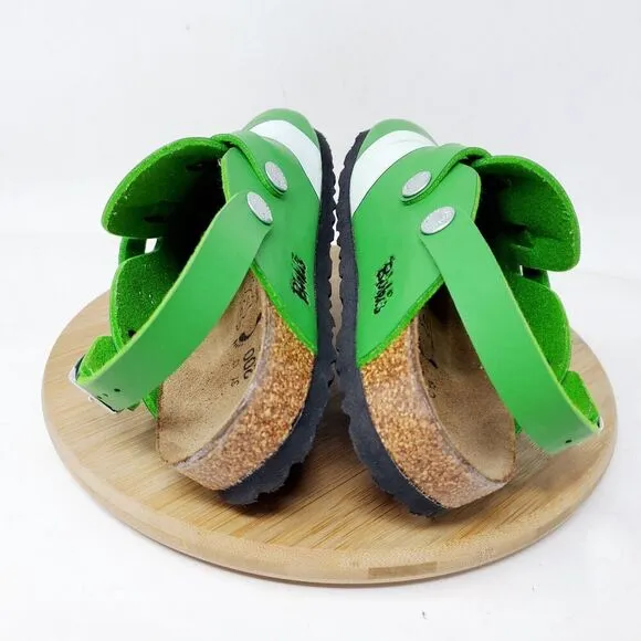 Birkenstock Kay Sandals Kids 31 Birkis Green Cow Mule Heel Strap Buckle Shoes