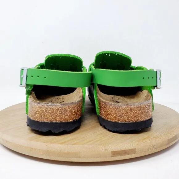Birkenstock Kay Sandals Kids 31 Birkis Green Cow Mule Heel Strap Buckle Shoes