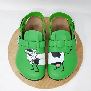 Birkenstock Kay Sandals Kids 31 Birkis Green Cow Mule Heel Strap Buckle Shoes