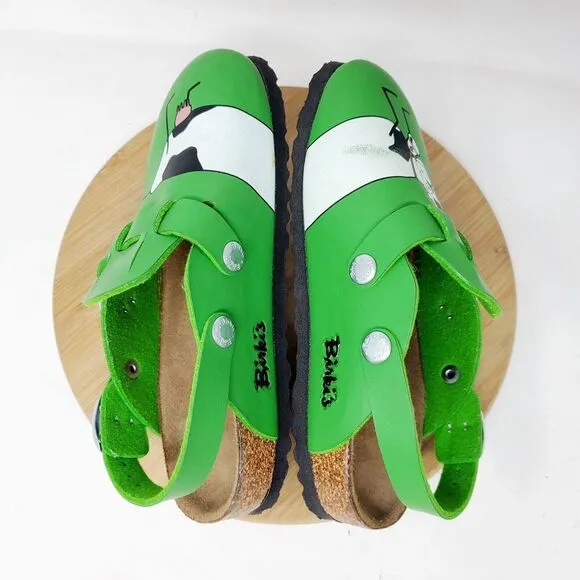 Birkenstock Kay Sandals Kids 31 Birkis Green Cow Mule Heel Strap Buckle Shoes