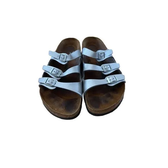 Birkenstock Womens White Arizona Slide Adjustable Strap Slip On Sandals Size 40