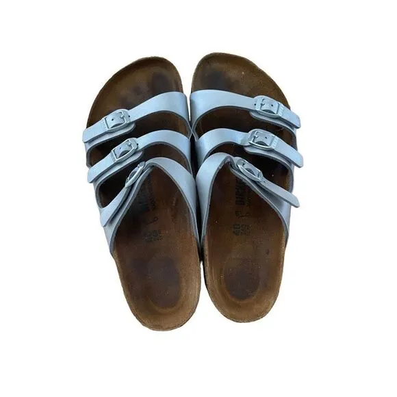 Birkenstock Womens White Arizona Slide Adjustable Strap Slip On Sandals Size 40