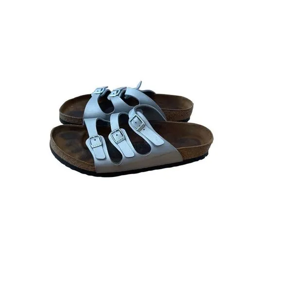 Birkenstock Womens White Arizona Slide Adjustable Strap Slip On Sandals Size 40