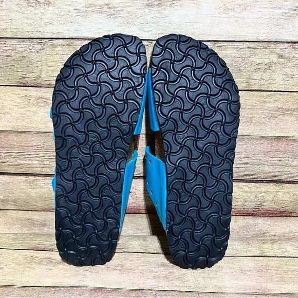 Birki’s Blue Leather Freeport Double Strap Sandals