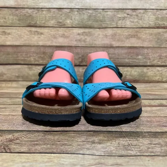 Birki’s Blue Leather Freeport Double Strap Sandals