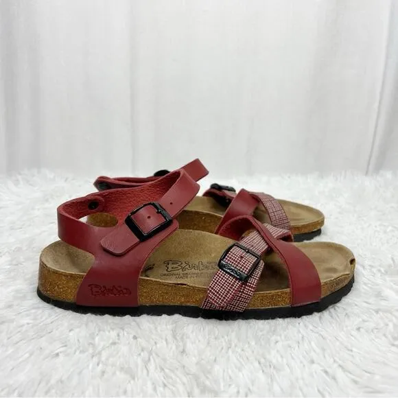 BIRKIS / Lillie red leather strappy sandals / 38 (7-7.5) (narrow width)