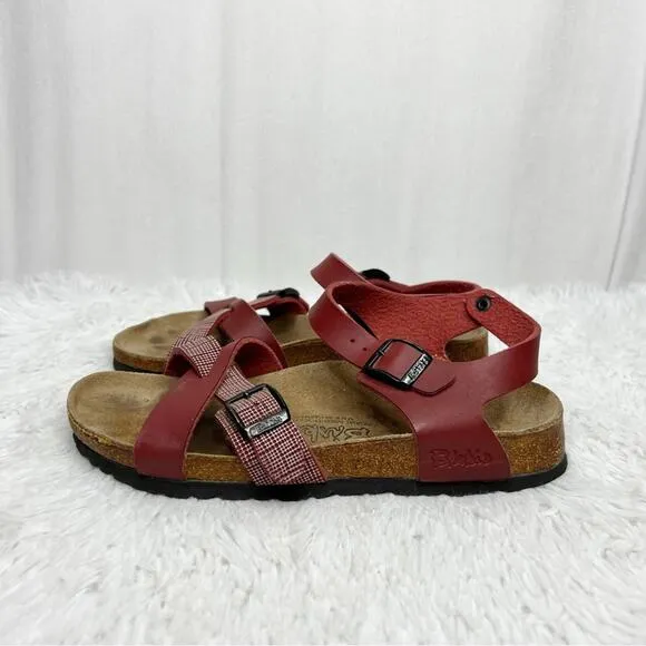 BIRKIS / Lillie red leather strappy sandals / 38 (7-7.5) (narrow width)