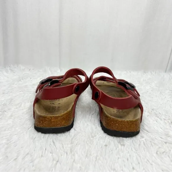 BIRKIS / Lillie red leather strappy sandals / 38 (7-7.5) (narrow width)