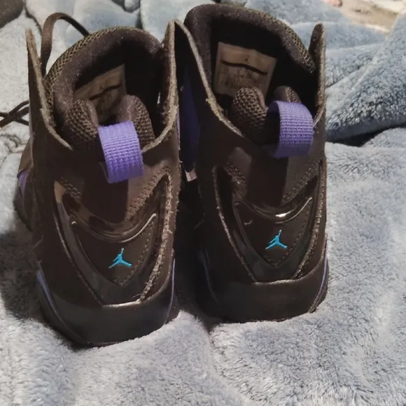 Black and Purple High-Top Sneakers with Thick Sole