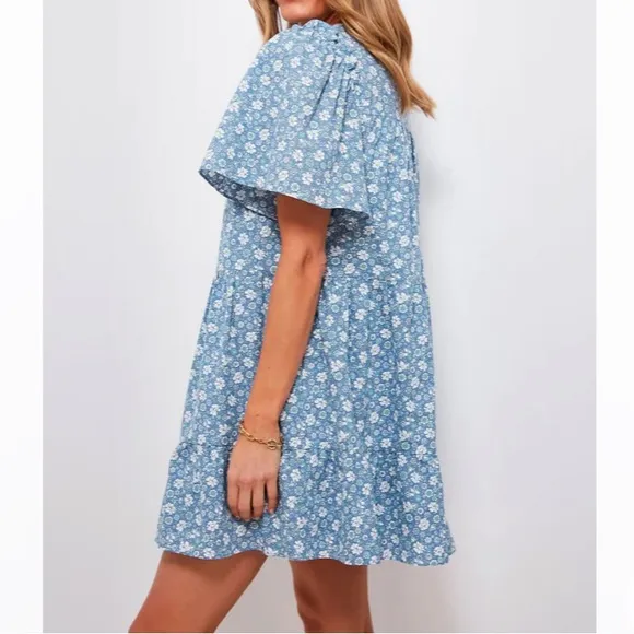 Blue and White Floral Romy Mini DressHYACINTH HOUSE
