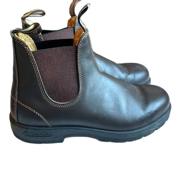 Blundstone Mens Boots Pull On Shoes AU 9 Stout Brown Leather 500 Chelsea Ankle