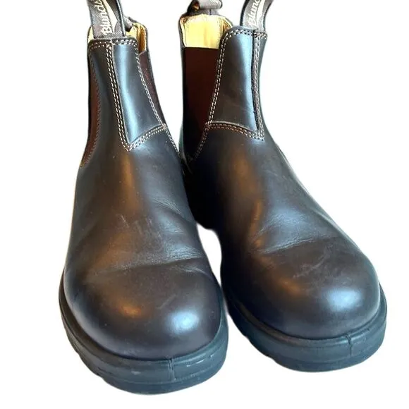 Blundstone Mens Boots Pull On Shoes AU 9 Stout Brown Leather 500 Chelsea Ankle