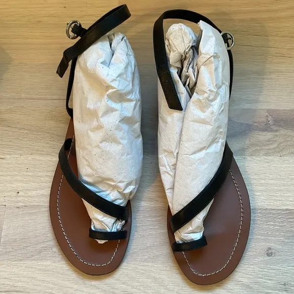 BNIB Reformation Black Plank Tannis Gladiator Grecian Flat Sandals 5.5