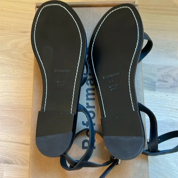 BNIB Reformation Black Plank Tannis Gladiator Grecian Flat Sandals 5.5