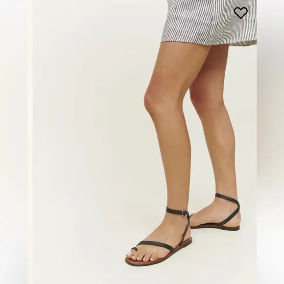 BNIB Reformation Black Plank Tannis Gladiator Grecian Flat Sandals 5.5