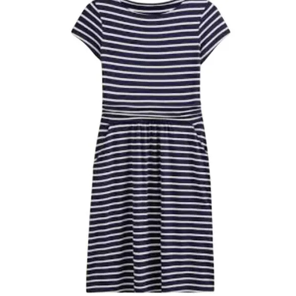 Boden Amelie Print Jersey Dress Navy &amp; White Striped Dress Size 4R NWT