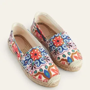 BODEN Classic Flat Espadrilles Ivory Tapestry Floral Mod Multi Sz 41 / 9.5