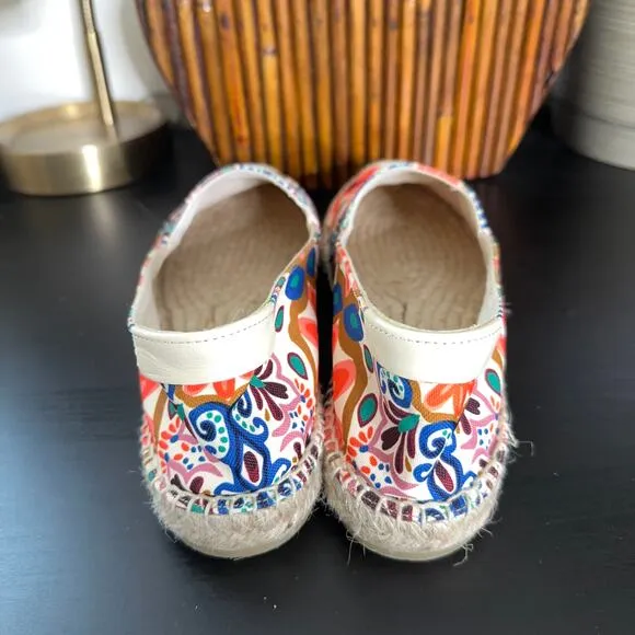 BODEN Classic Flat Espadrilles Ivory Tapestry Floral Mod Multi Sz 41 / 9.5