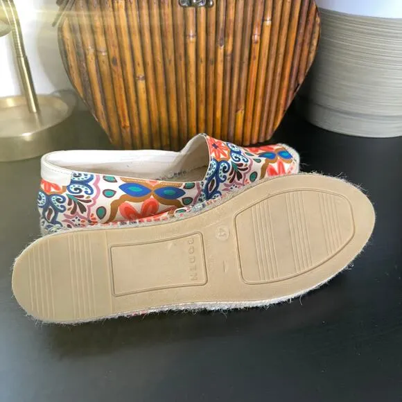 BODEN Classic Flat Espadrilles Ivory Tapestry Floral Mod Multi Sz 41 / 9.5