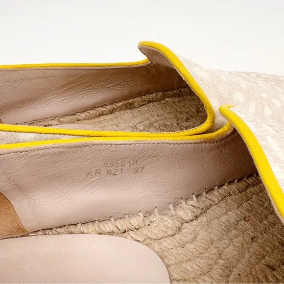Boden | Spotted Calf Hair Platform Espadrille Loafer in Beige/Yellow | Sz 6.5