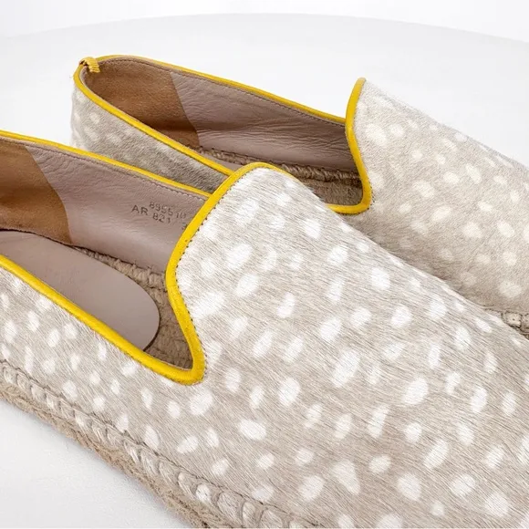 Boden | Spotted Calf Hair Platform Espadrille Loafer in Beige/Yellow | Sz 6.5