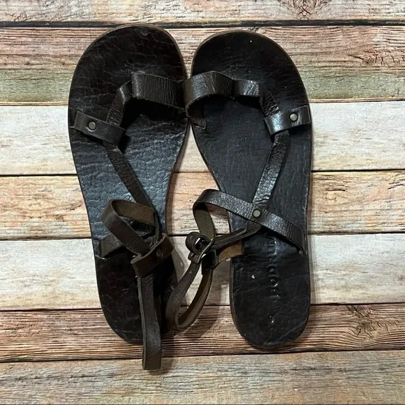 Bodrum Brown Leather Strap Sandals