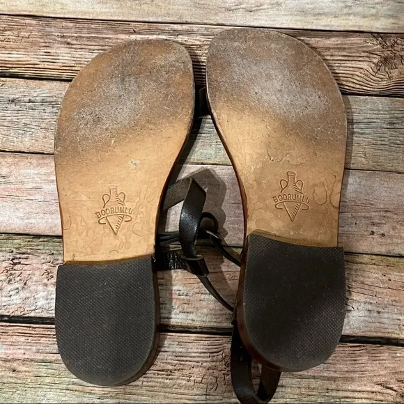Bodrum Brown Leather Strap Sandals