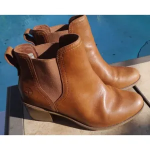 Boots Timberland Women's Brynlee Park Chelsea Pull On Brown Leather Bootie A1Z5G