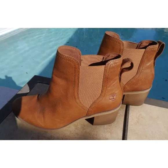 Boots Timberland Women's Brynlee Park Chelsea Pull On Brown Leather Bootie A1Z5G