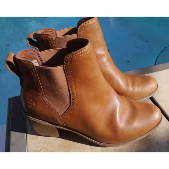 Boots Timberland Women's Brynlee Park Chelsea Pull On Brown Leather Bootie A1Z5G