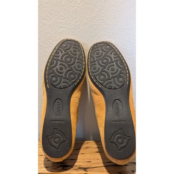 Born Adour Yellow (Mustard) Suede Ballet Flats Womens Size 7.5M