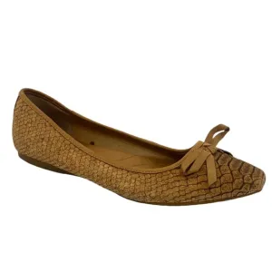 BORN Carri Cork Leather Ballet Flats Taupe/Tan 8 Slip-On Bow Accent Casual