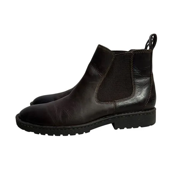 BORN Men's Julian Leather Chelsea Brown Leather Boots - Pull On Casual - 9