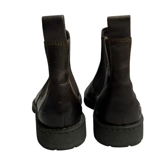 BORN Men's Julian Leather Chelsea Brown Leather Boots - Pull On Casual - 9