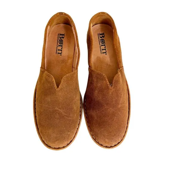 Born Teresa Leather Slip On Comfort Loafer Flats Rust Brown Size 10