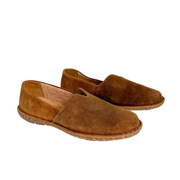 Born Teresa Leather Slip On Comfort Loafer Flats Rust Brown Size 10