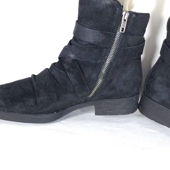 Born Women's Eton US 8M Distress Black Suede Fringe Taseel Ankle Boots Booties