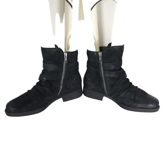 Born Women's Eton US 8M Distress Black Suede Fringe Taseel Ankle Boots Booties