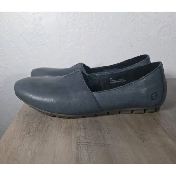Born Women's Sebra Ballet Flats SZ 8 M Navy Blue Leather Comfy Slip On Shoe